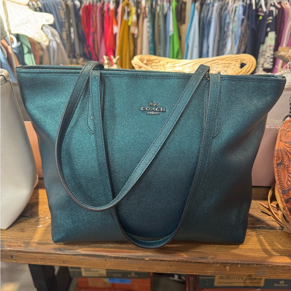 Coach Fiona Zip Tote Bag Sea Green